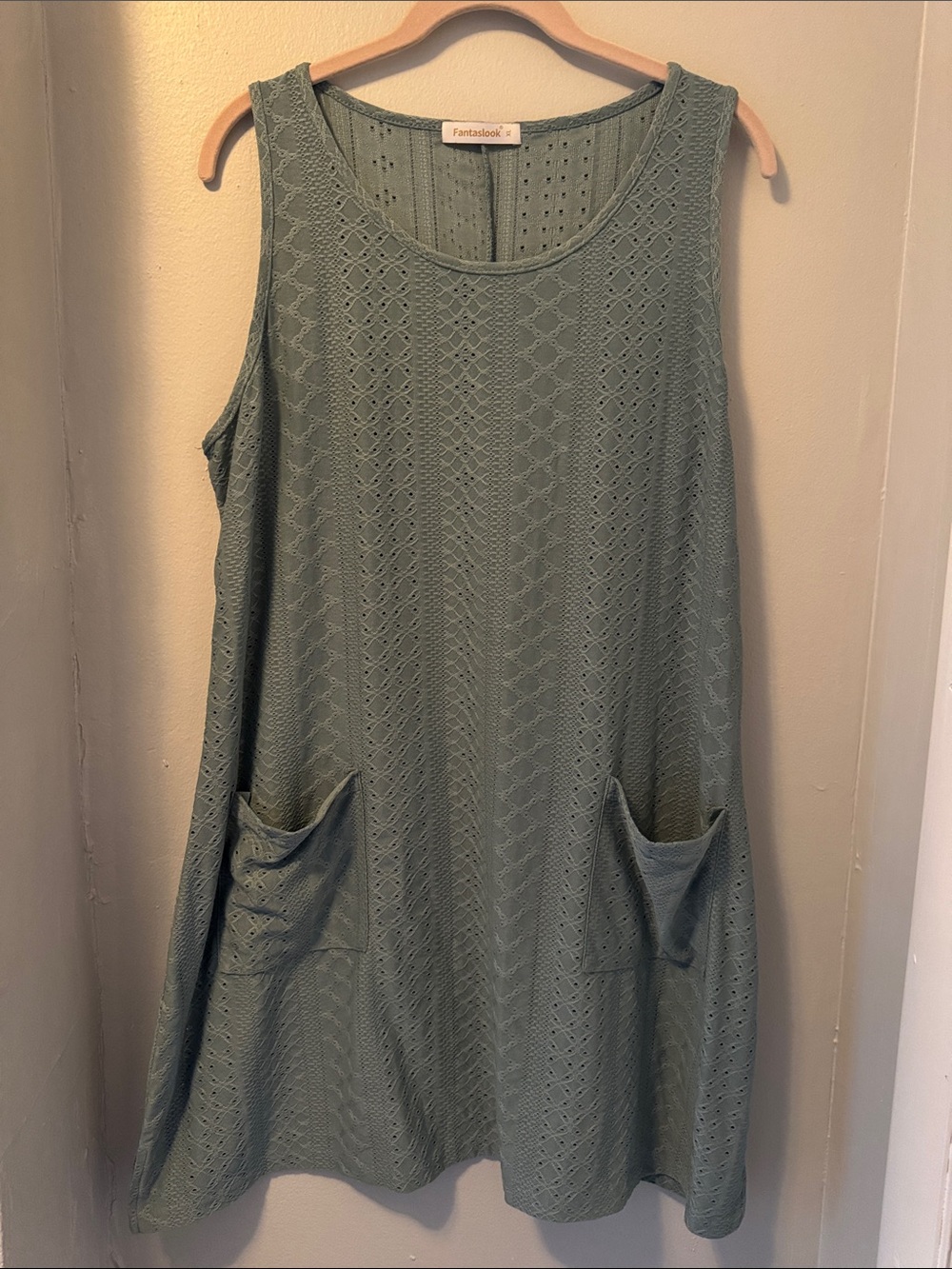 Sleeveless Knit Pocket Dress in Sage Green